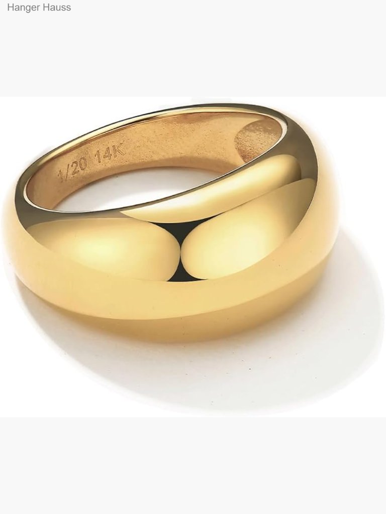 Chunky Dome Ring For Women Dainty 14k Gold Tone Thick Minimalist Band Size 6